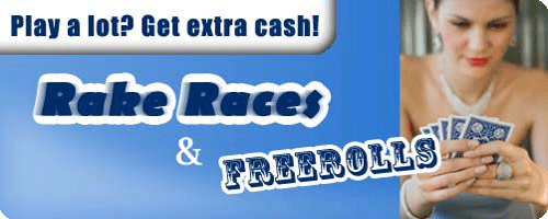 Freerolls and Rake Races from Rakeback Aces